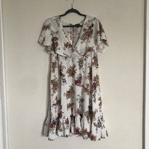 Torrid White Floral Flutter Sleeve Dress - 1x